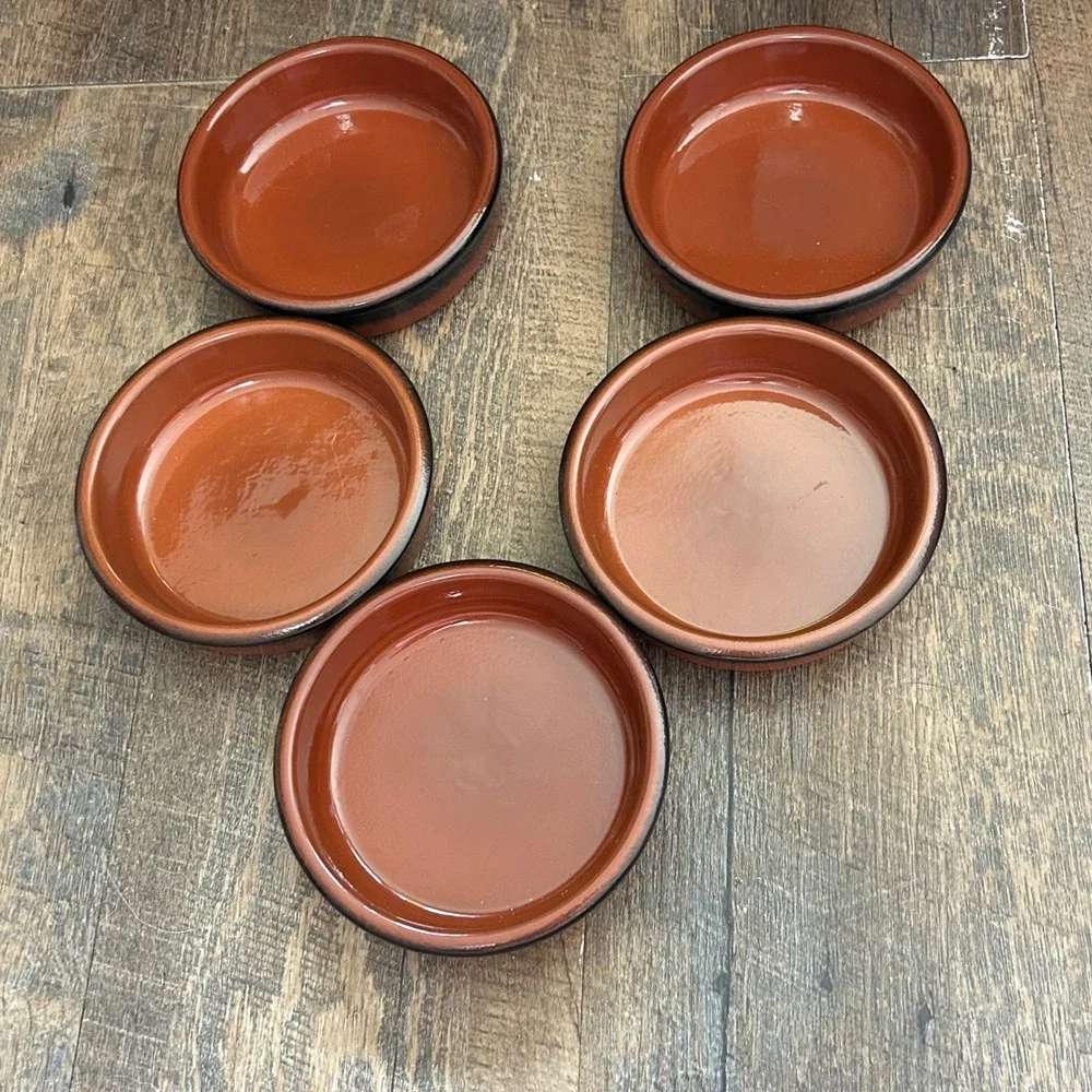 Cermer Terracotta Ramekins Set of 5 Glazed Tapas Dishes Oven Safe 4.5in